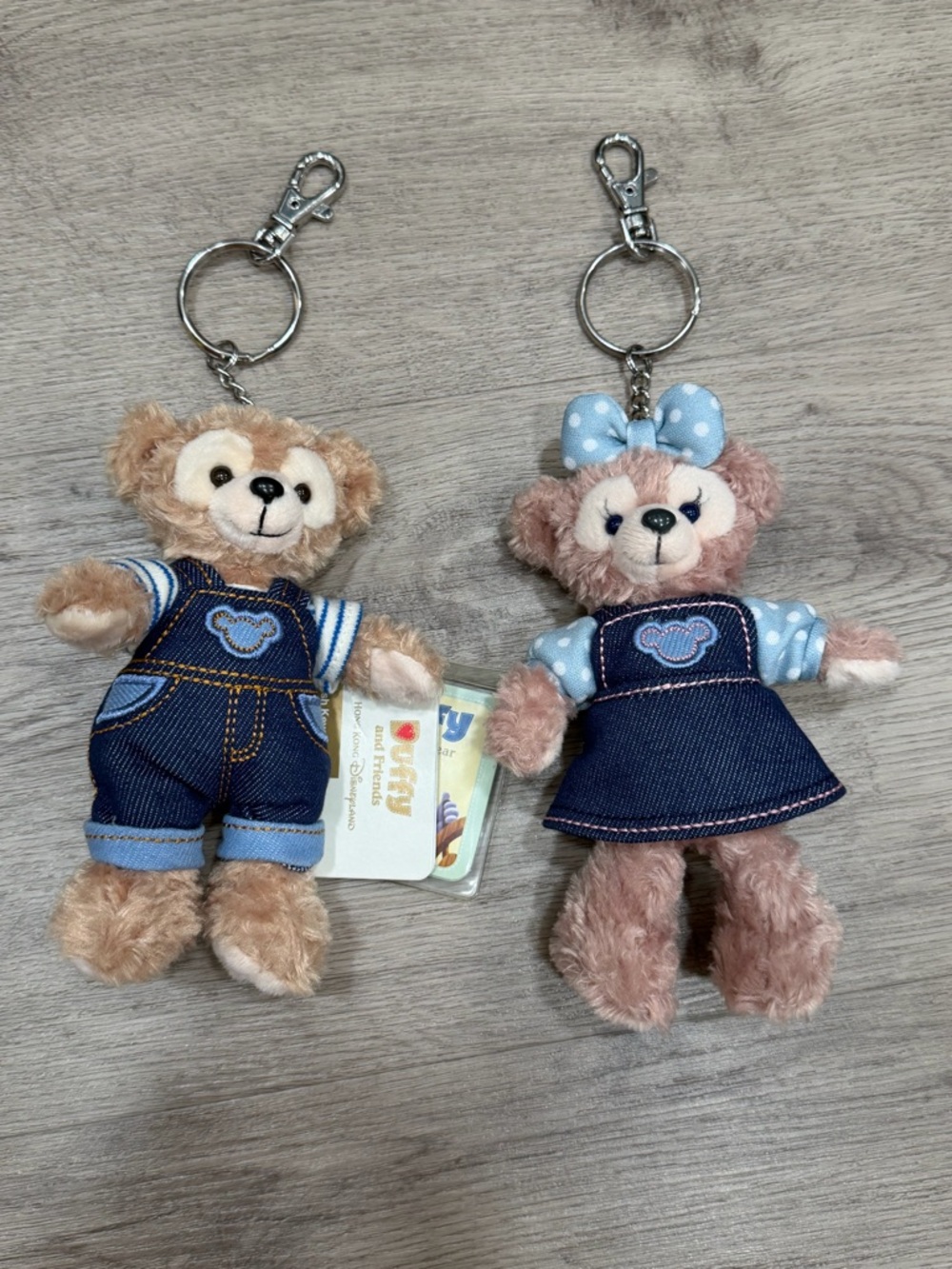 Hong Kong Disneyland Duffy + ShellieMay Denim Overalls Bag Charms / Keychains